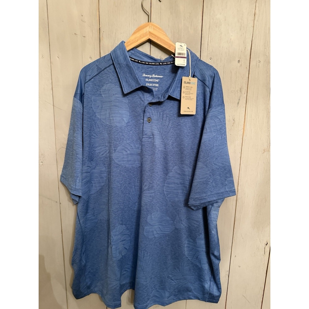 Tommy Bahama Delray Polo Shirt Islandzone Campanula Blue Big & Tall 2XLB 118$
